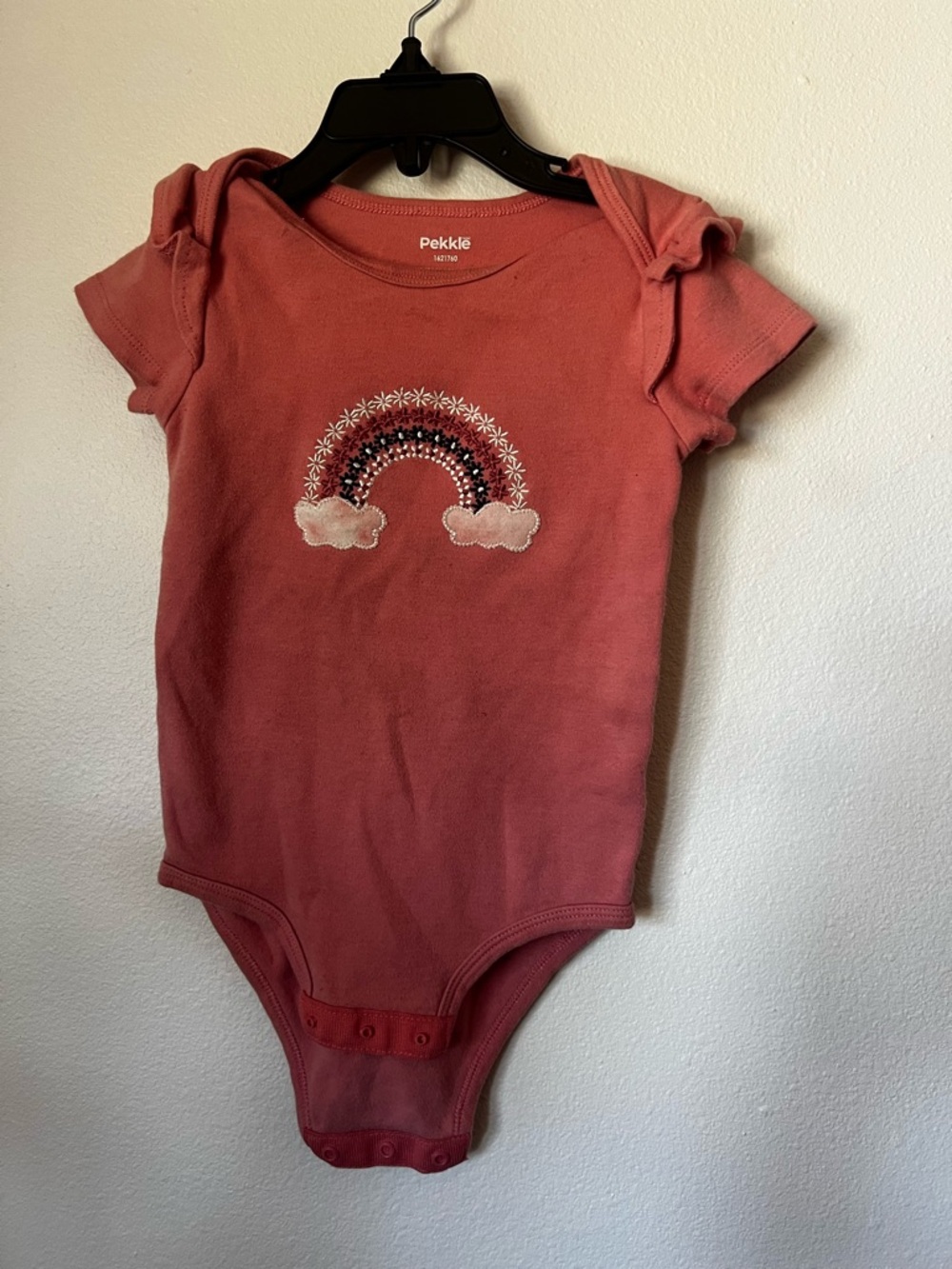 Pekkle Baby Rainbow Bodysuit Pink Short Sleeve Onesie 12-18M
